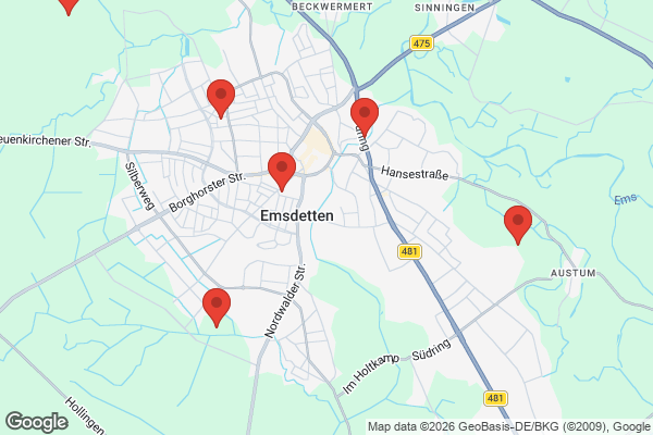 Karte mit Entrümpelungsaufträgen in Emsdetten