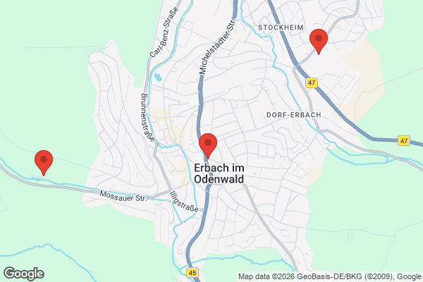 Karte mit Entrümpelungsaufträgen in Erbach (Odenwald)