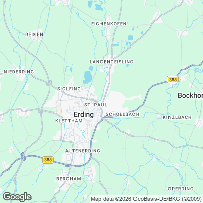 Karte von Erding und Umgebung