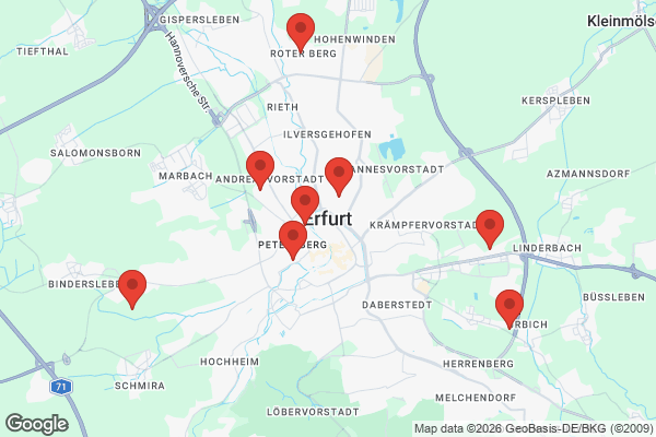 Karte mit Entrümpelungsaufträgen in Erfurt