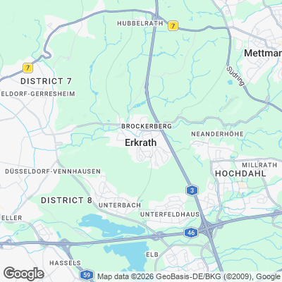 Karte von Erkrath und Umgebung