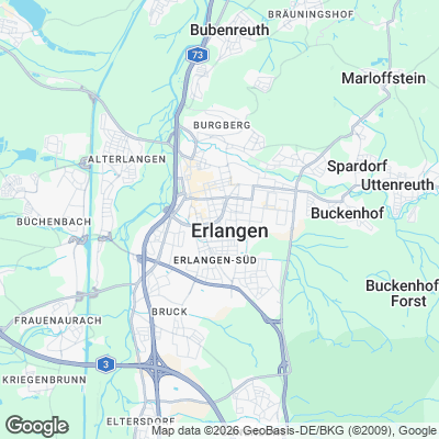 Karte von Erlangen und Umgebung