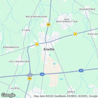 Karte von Erwitte und Umgebung
