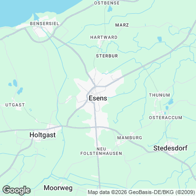 Karte von Esens und Umgebung