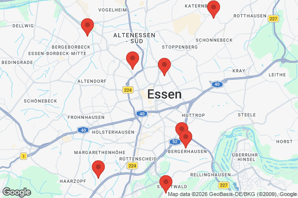 Karte mit Entrümpelungsaufträgen in Essen