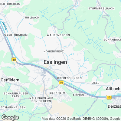Karte von Esslingen und Umgebung