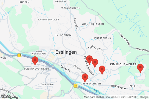 Karte mit Entrümpelungsaufträgen in Esslingen