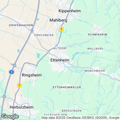 Karte von Ettenheim und Umgebung