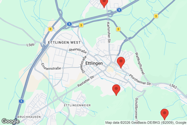 Karte mit Entrümpelungsaufträgen in Ettlingen