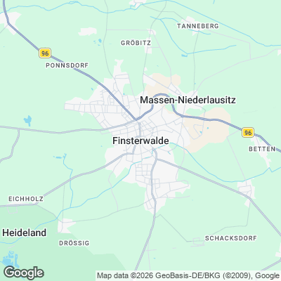 Karte von Finsterwalde und Umgebung
