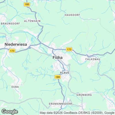 Karte von Flöha und Umgebung
