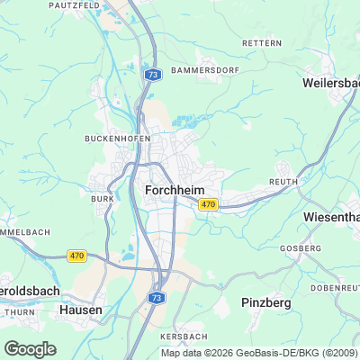 Karte von Forchheim und Umgebung