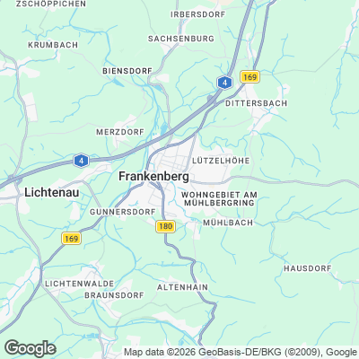 Karte von Frankenberg und Umgebung