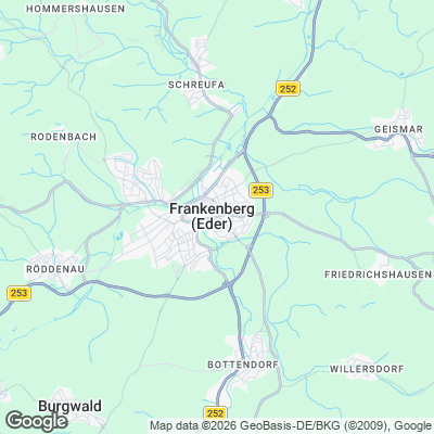 Karte von Frankenberg (Eder) und Umgebung