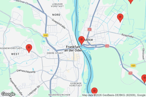 Karte mit Entrümpelungsaufträgen in Frankfurt an der Oder
