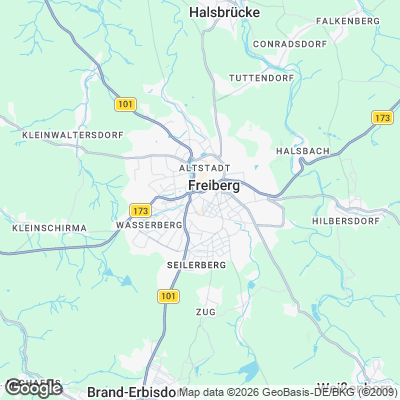 Karte von Freiberg und Umgebung