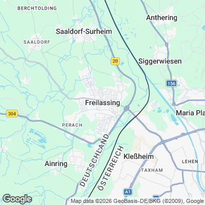 Karte von Freilassing und Umgebung