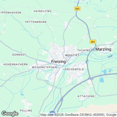 Karte von Freising und Umgebung