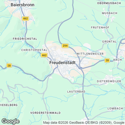 Karte von Freudenstadt und Umgebung
