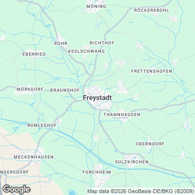 Karte von Freystadt und Umgebung