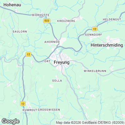 Karte von Freyung und Umgebung