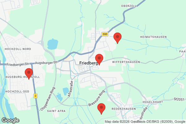 Karte mit Entrümpelungsaufträgen in Friedberg (Bayern)