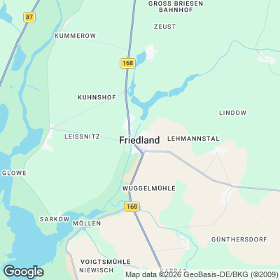 Karte von Friedland und Umgebung