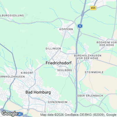 Karte von Friedrichsdorf und Umgebung