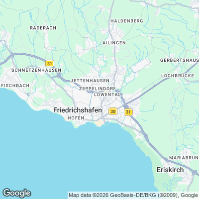 Karte von Friedrichshafen und Umgebung