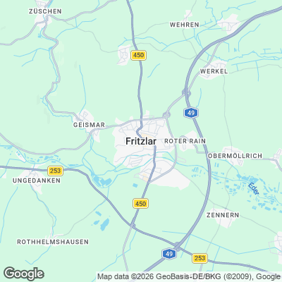 Karte von Fritzlar und Umgebung