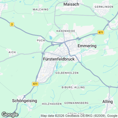 Karte von Fürstenfeldbruck und Umgebung
