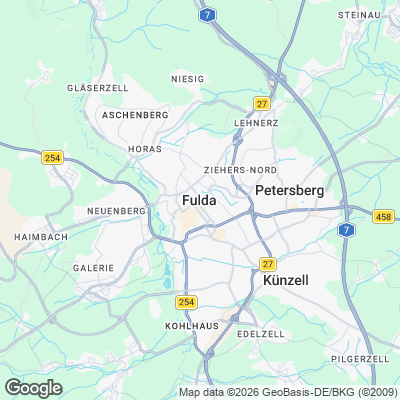Karte von Fulda und Umgebung