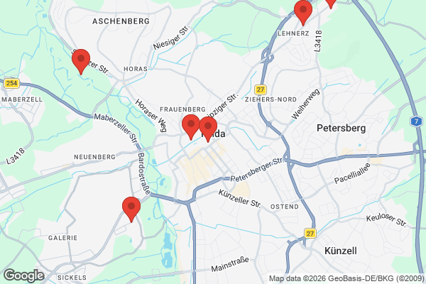Karte mit Entrümpelungsaufträgen in Fulda