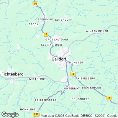 Karte von Gaildorf und Umgebung