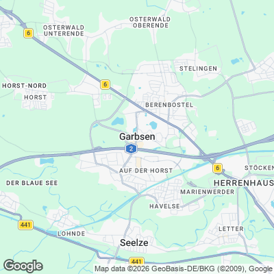 Karte von Garbsen und Umgebung