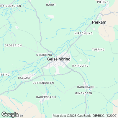 Karte von Geiselhöring und Umgebung