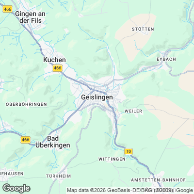 Karte von Geislingen an der Steige und Umgebung
