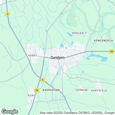 Karte von Geldern und Umgebung