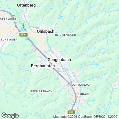 Karte von Gengenbach und Umgebung
