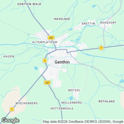 Karte von Genthin und Umgebung