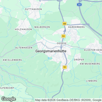 Karte von Georgsmarienhütte und Umgebung