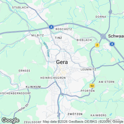 Karte von Gera und Umgebung