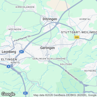 Karte von Gerlingen und Umgebung