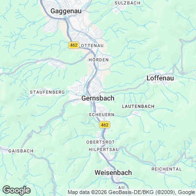 Karte von Gernsbach und Umgebung