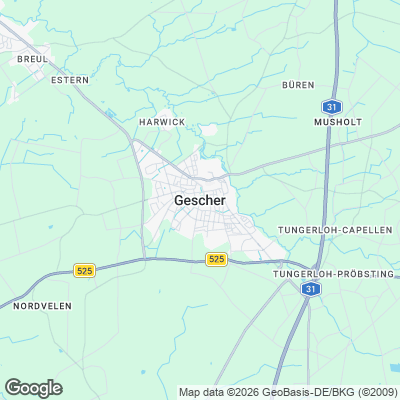 Karte von Gescher und Umgebung