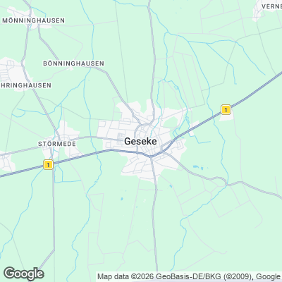 Karte von Geseke und Umgebung