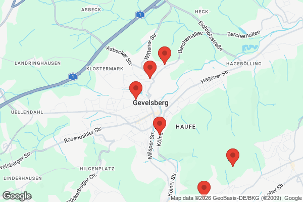 Karte mit Entrümpelungsaufträgen in Gevelsberg
