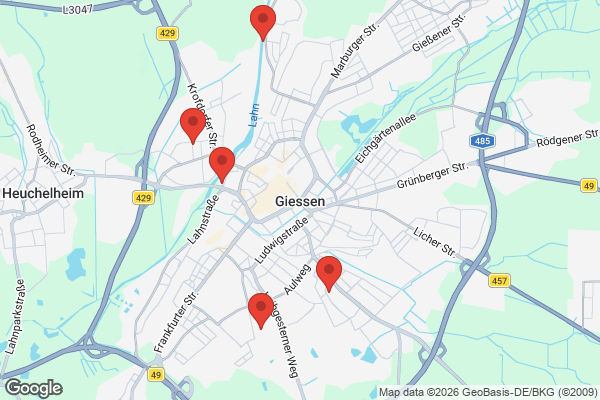 Karte mit Entrümpelungsaufträgen in Gießen