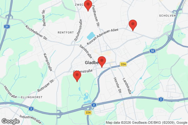 Karte mit Entrümpelungsaufträgen in Gladbeck