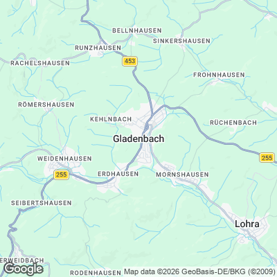Karte von Gladenbach und Umgebung